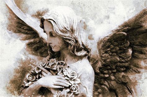 angel statue painting